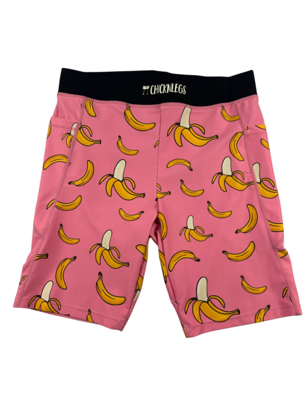 CHICKNLEGS Men's Pink Bananas 8" Half Tights Size Large Running Hiking Shorts - Picture 2 of 9